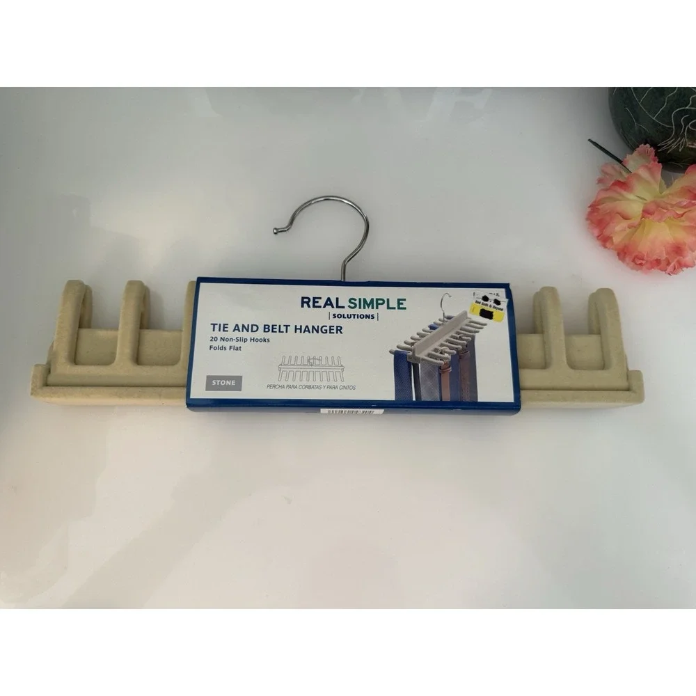 Tie and Belt Hanger 20 Non Slip Hooks Folds Flat Bed Bath and Beyond Stone Color